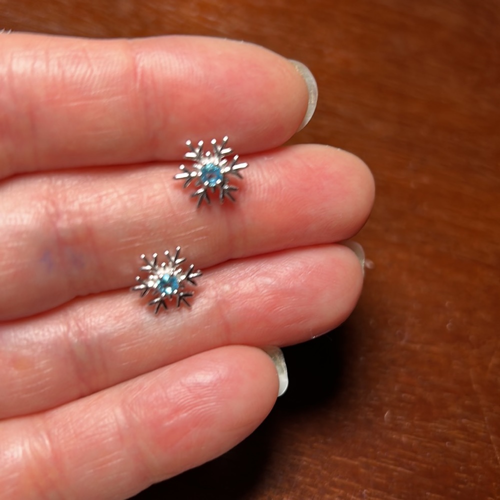 Silver Snowflake Earrings - Picture 4 of 4
